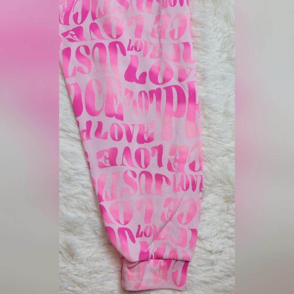 Justice Girls Hot Pink Fleece Jogger Pants Sweatpants Sweats XL plus 16p- 18p